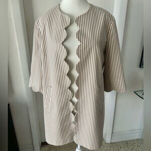 Striped Scalloped Edge Coat